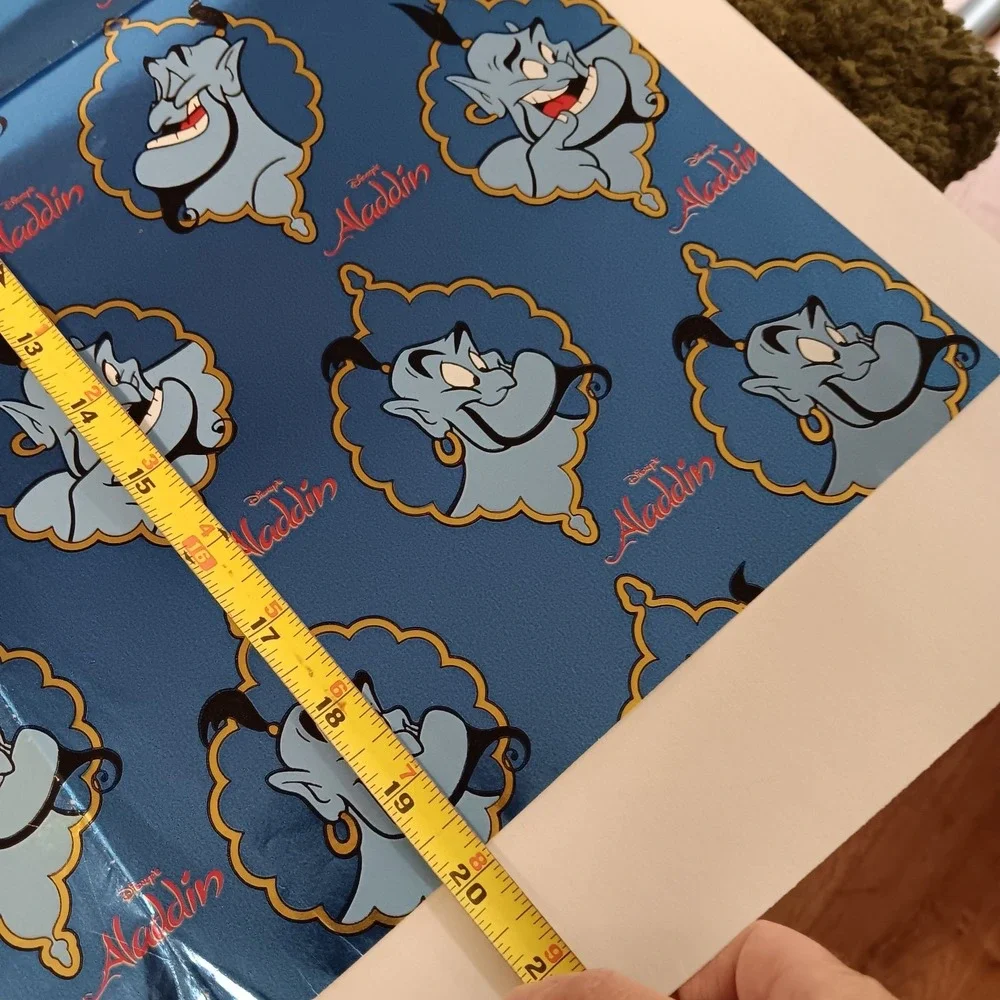 Contempo Disney Aladdin Genie Gift Wrap Paper 20x30 Blue Metallic Vintage 90s